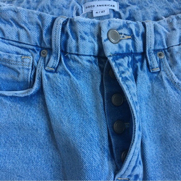 Good American High Rise Buttonfly Straight Leg Light Wash Denim Jeans Size 27 - Picture 14 of 17